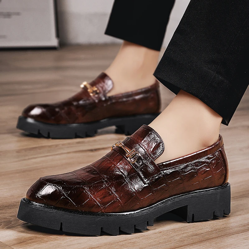 Brand Crocodile Pattern Loafers For Men 