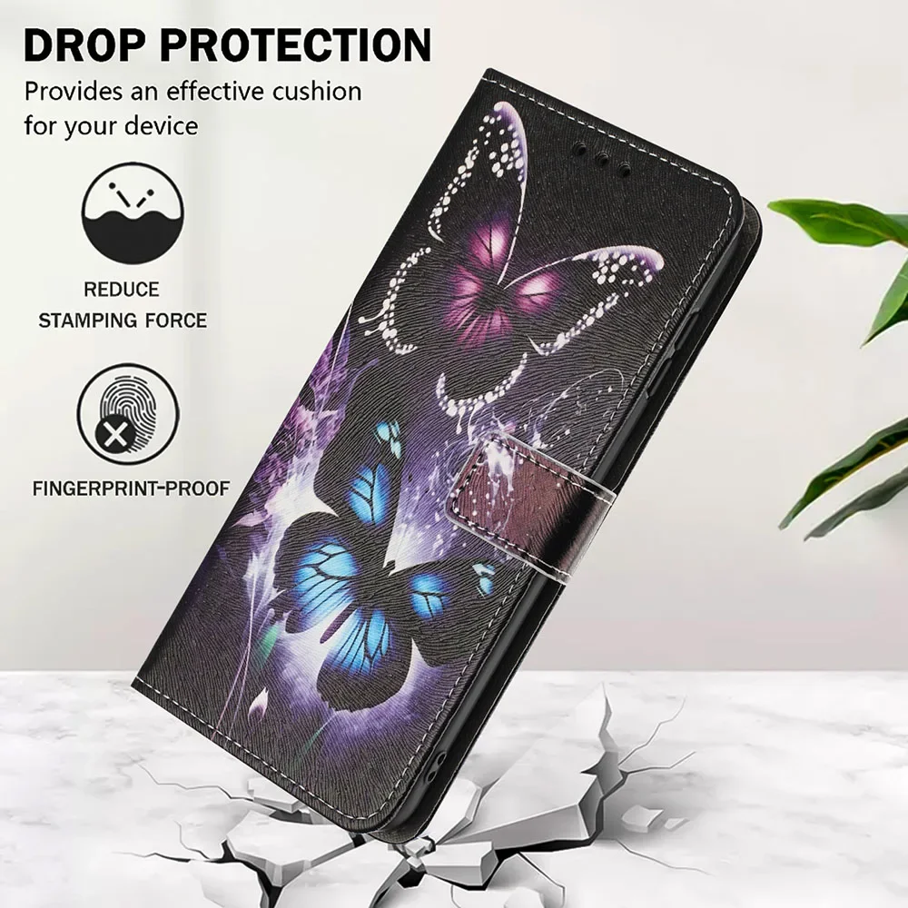 Butterfly Flower Flip Wallet Leather Cover