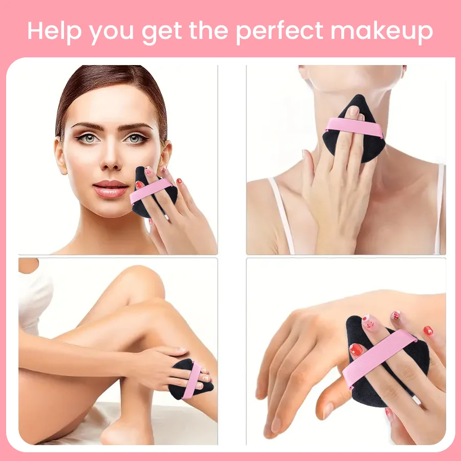 13 powder with black triangle pink finger powder puff set for everyday use makeup setting 3
