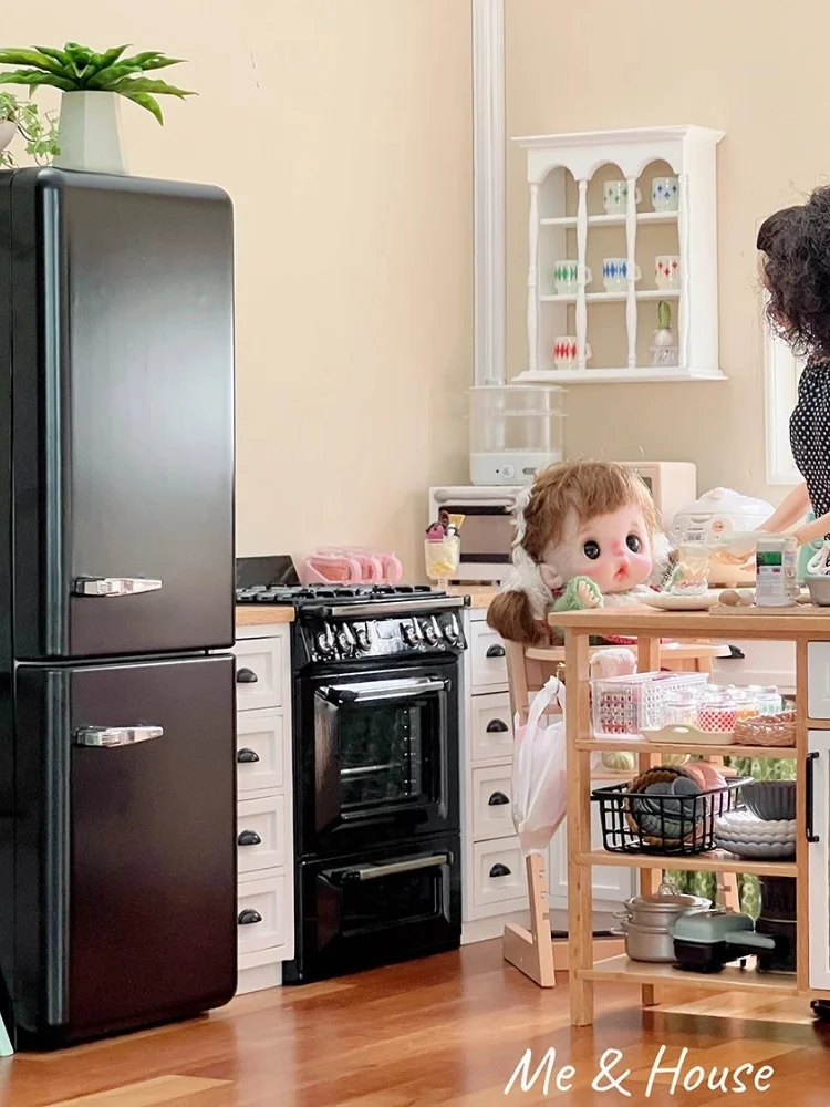 1:6 Doll House Mini Model Furniture Accessories Double Door Refrigerator Freezer Bjd Ob11 Gsc Blyth Soldier Lol Scene Shoot Prop 4