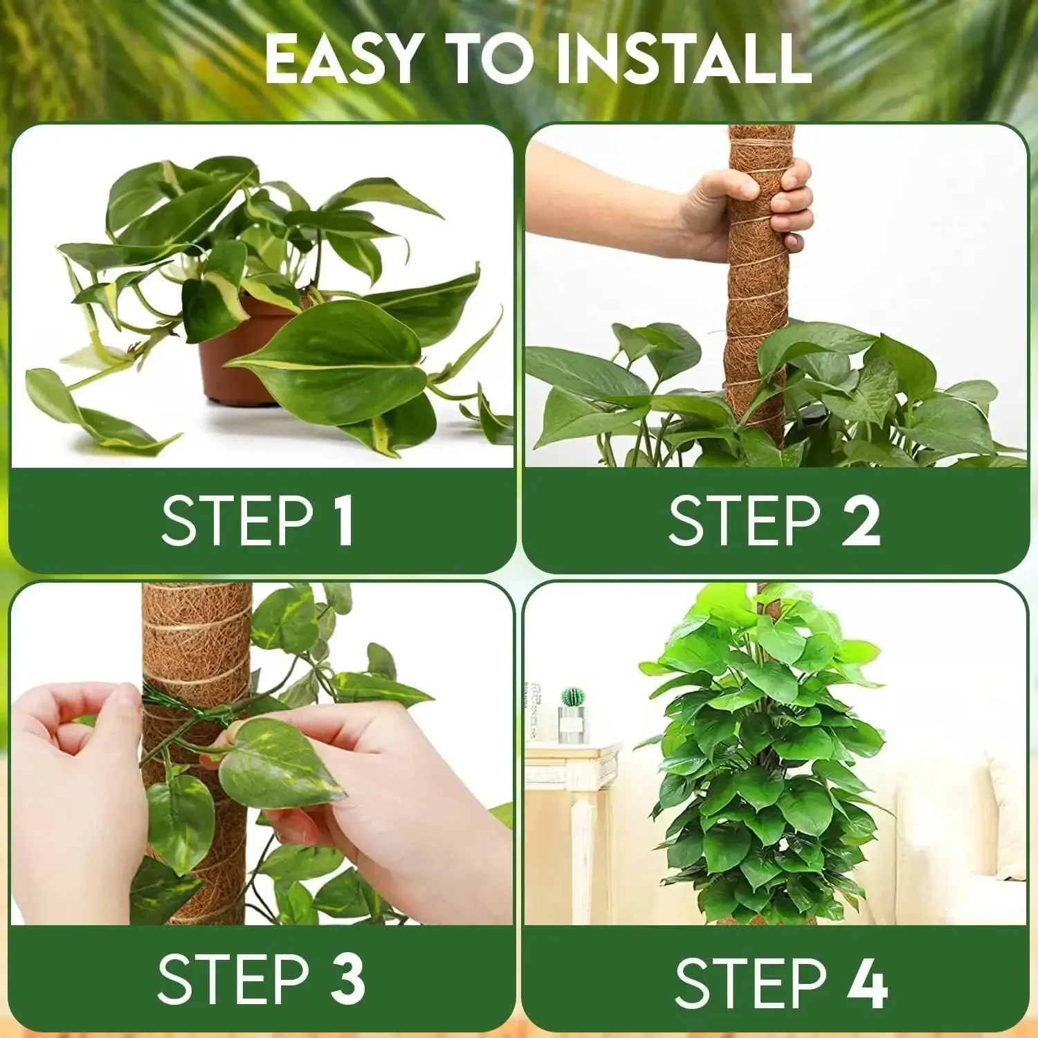 Extendable Handmade Moss Pole For Plants Plant Climbing Rod Plant Pole For Climbing Plants Real Handmade Moss Stick Plant Climbing Support Plant Support Stick