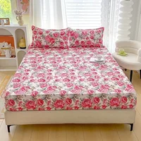 Flower Printed Fitted Bed Sheets Reactive Printed sabanas cama matrimonial Single/Queen/King Mattress Cover Double Bedsheets 1