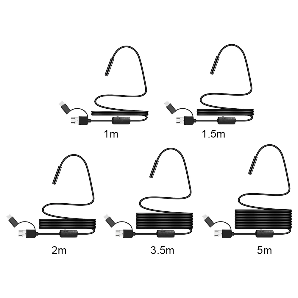7mm 검사 내시경 타입-C HD 내시경 카메라 IP67 방수 자동차 내시경(아이폰 안드로이드 삼성용 6개 LED 포함)
