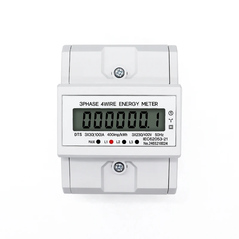 LCD AC DIN-Schienen-Energiezähler 230V 3-Phasen 4-Draht Stromverbrauchsmonitor KWh-Zähler Wattmeter 3×30(100A) 50/60HZ
