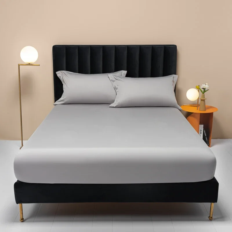 WASART 100s Sateen long-staple cotton fitted sheet elastic mattress cover couple bed linen king size luxury double bed bedding 6