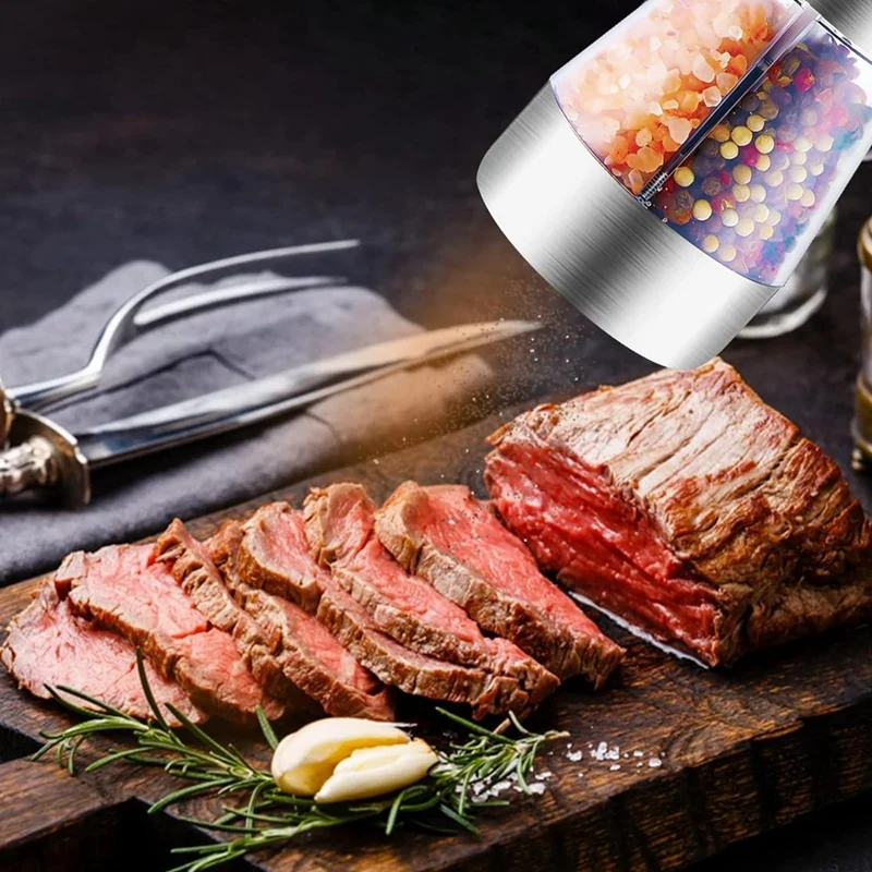 Electric Salt And Pepper Grinder Set Refillable 2 In 1 Electric Salt And Pepper Grinder Adjustable Coarseness Easy To Use electric grinder salt and pepper grinder