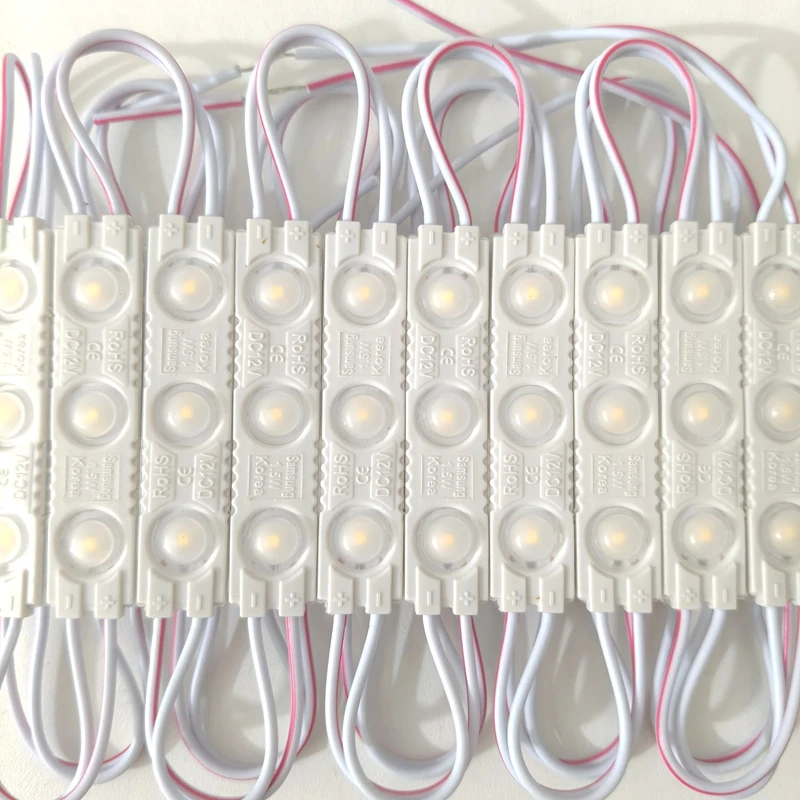 Samsung 3LED Module Light DC12V SMD 2835 Injection Waterproof Decorative Strip Tape Light White Red Green Blue Yellow 10/20pcs