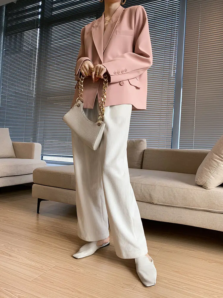 capri leggings Corduroy wide-leg pants women autumn and winter high waist drape loose drape white velvet straight and thin corduroy loose pants capri pants