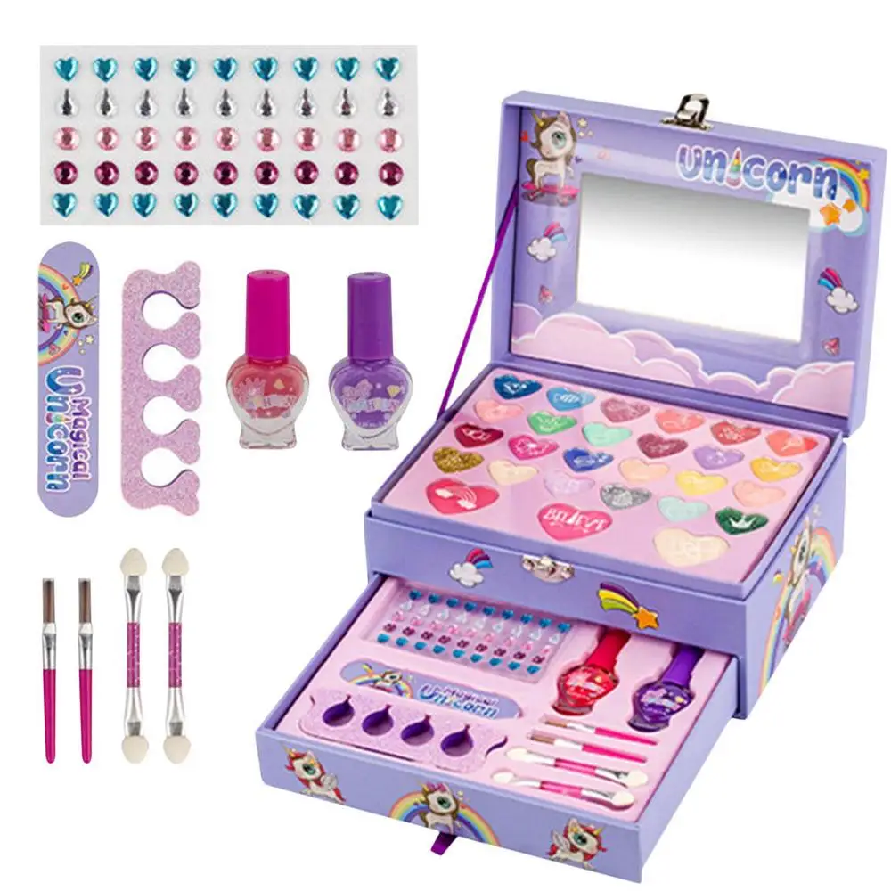 Cosmetics Beauty Make Up Set Kids Princess Play Toy Washable Safe Eyeshadow Nail Polish