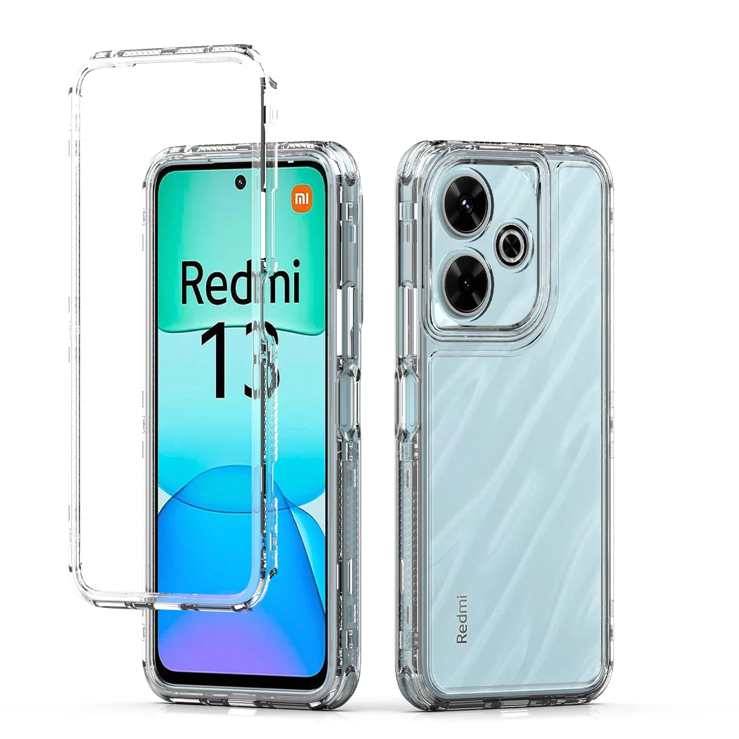 Rugged Armor Shockproof Transparent Phone Case with Hard Plastic TPU Frame
