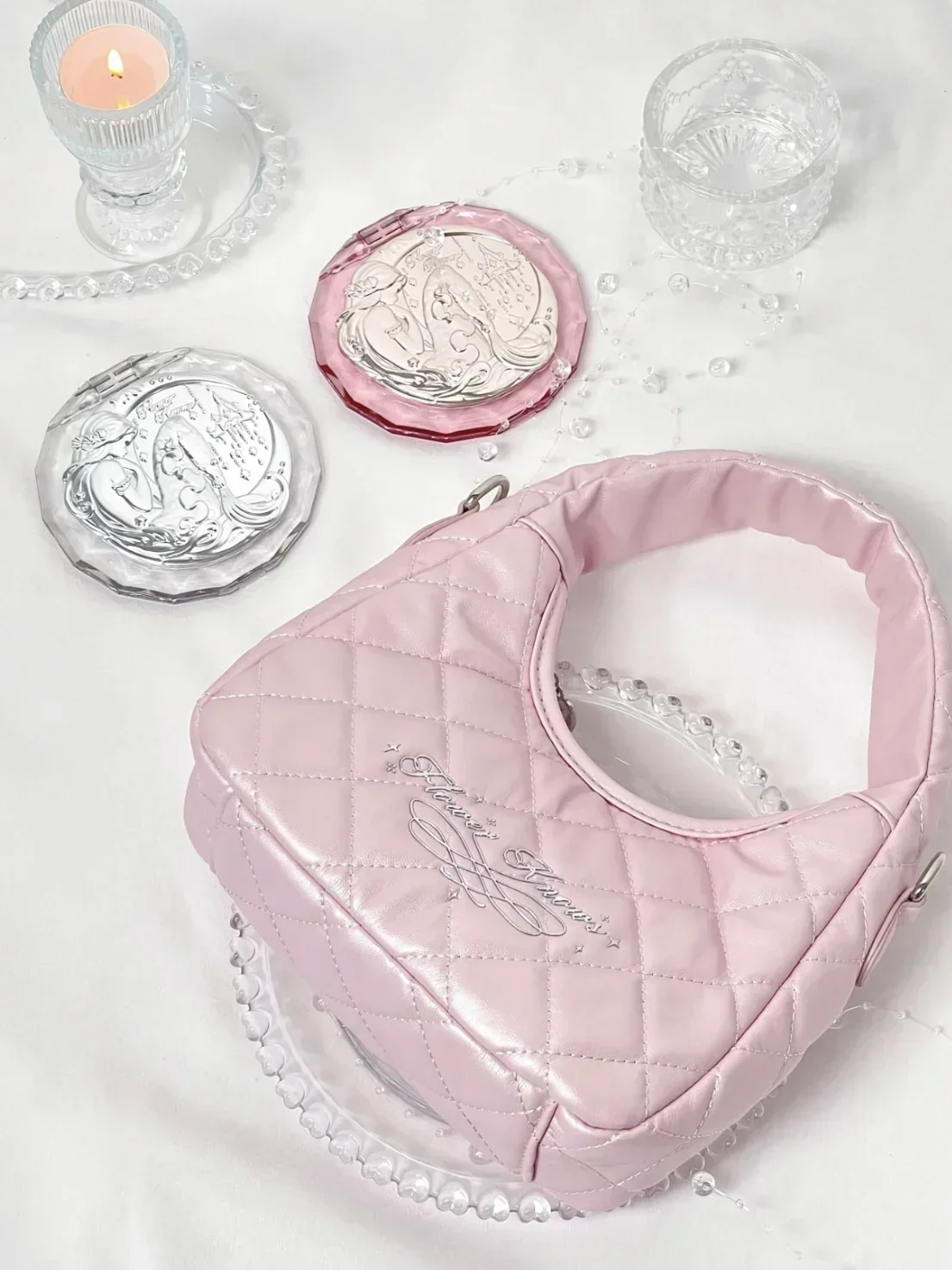 Flower Knows  Limited Surrounding 7th Anniversary Makeup Folding Hand Mirror Portable Makeup Storage Satchel  Bag 5