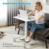 Small Standing Desk Mobile Portable Rolling Laptop PC Table on Wheels Adjustable Height 19 Inch, Computer Desks 1