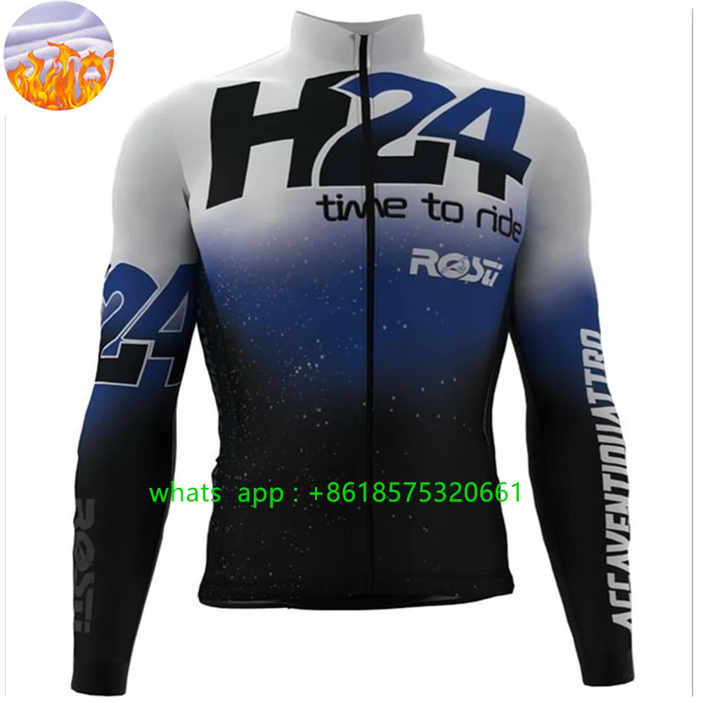 Rosti Winter Cycling Jacket Men Warm Fleece Bicycle Team Long