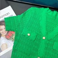 YuooMuoo Chic Fashion Elegant Wrap Hips Knitted Dress Women Brand Fashion Pearls Single-breasted Bodycon Office Lady Vestidos - Image 5