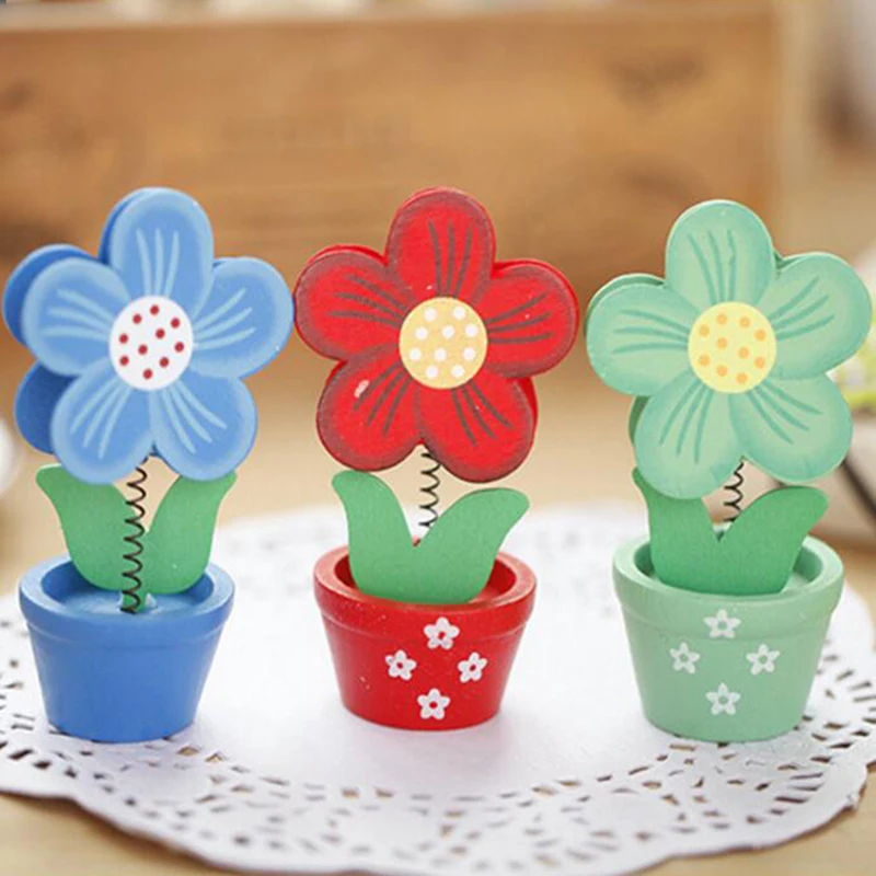 1PC Wooden Cartoon Card Stock Notes Folder Photo Clip Card Message Clip Office Supplies Study Desk Information Photo
