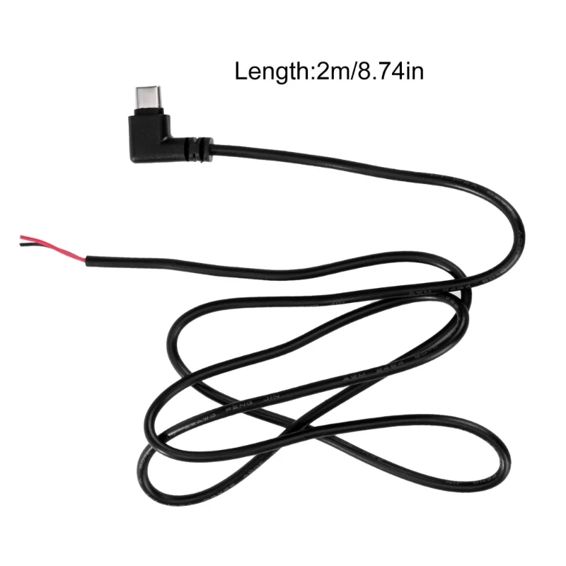 USB-C to Bare Wire Power Cord with 90 Degree/Straight Head - Type C Male Plug Pigtail Extension Cable