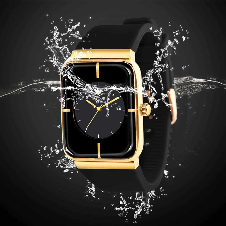 WWOOR  Men's Watches Top Brand Luxury Watch For Men Gold Fashion Stainless Steel Waterproof Quartz Wristwatch  Relogio Masculino 5