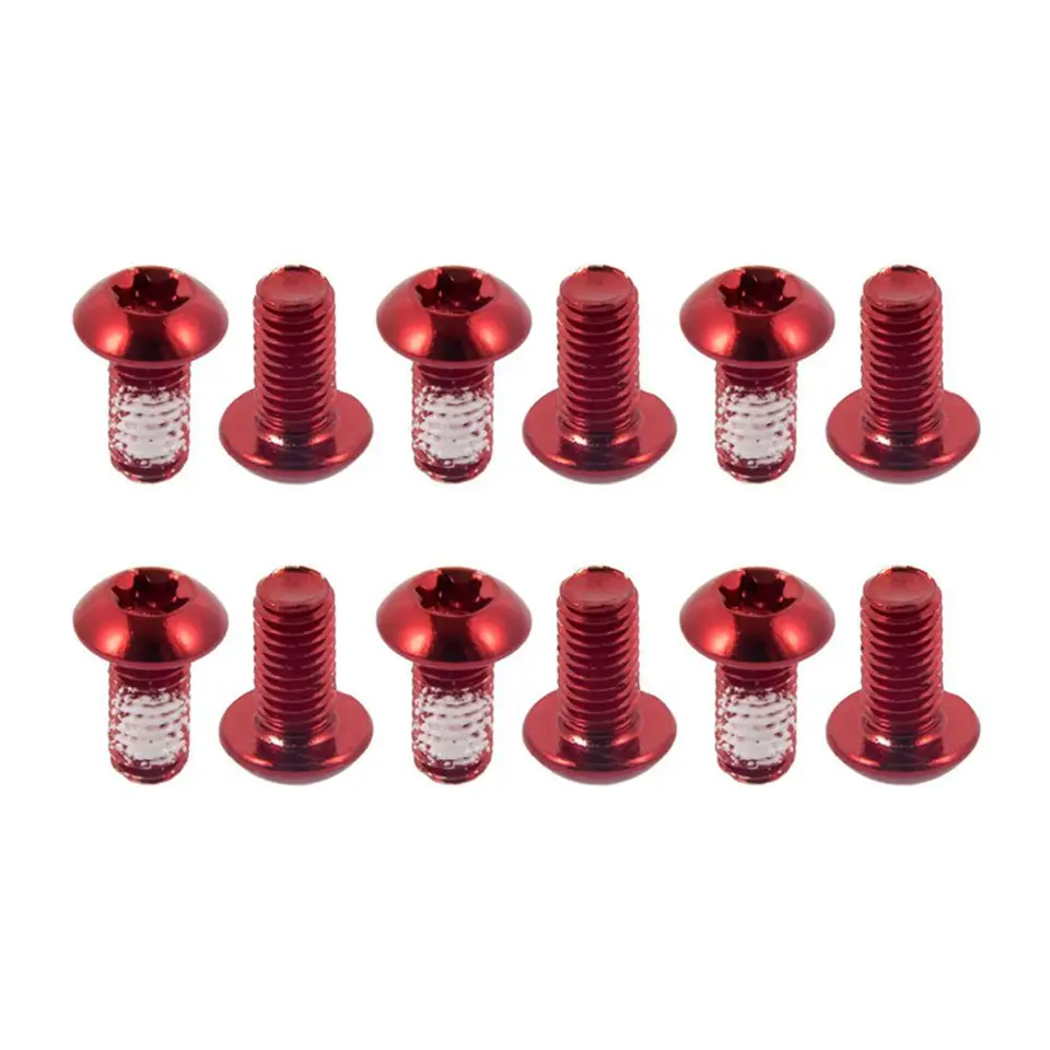 24 Bulloni Per Rotore Freno A Disco MTB In Acciaio Inox - M5 X 9 Mm, Testa Torx T25, Per Bici Da Strada E Mountain Bike (Rosso/Nero) - 3