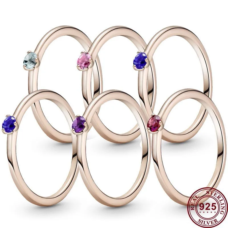 925 sterling silver original women s rose gold shell water drop transparent zircon cz heart to heart ring diy charm jewelry New Hot 925 Sterling Silver Simple Delicate Love Heart Zircon Women's Logo Ring Wedding High Quality DIY Fashion Charm Jewelry