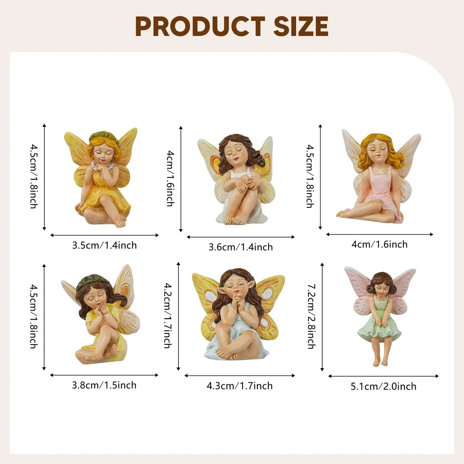 6x Fairy Garden Accessories Garden Decorations Miniature Fairy Figurines for DIY