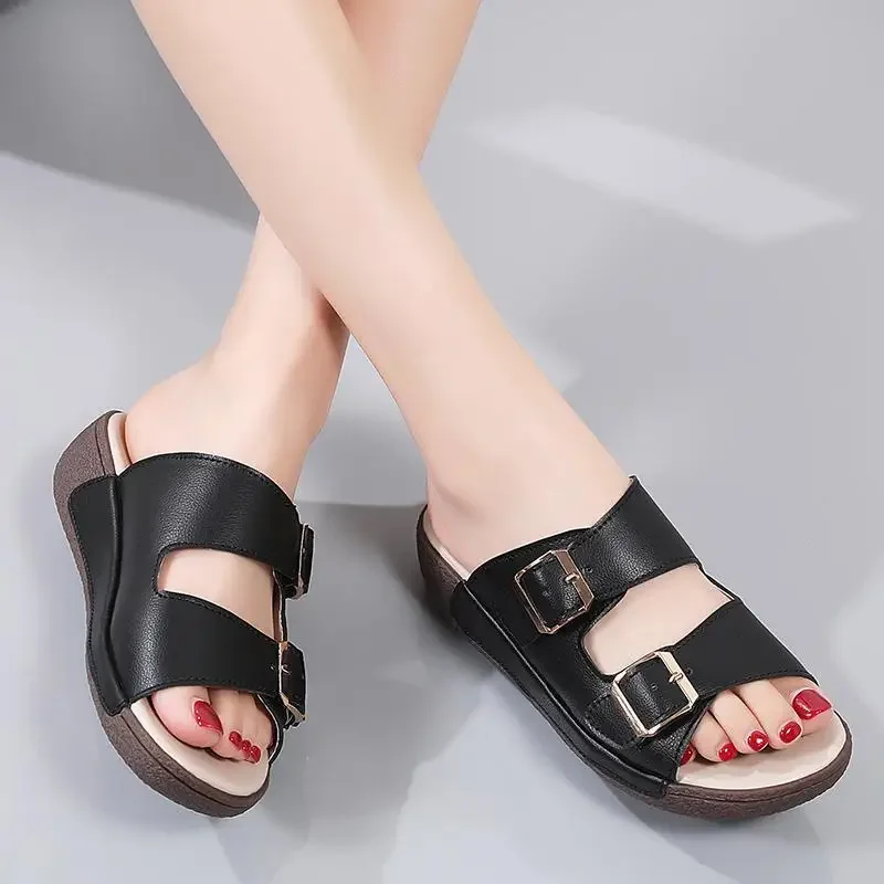 

Сандалии женские из натуральной кожи, элегантные роскошные босоножки с перфорацией, обувь для мам