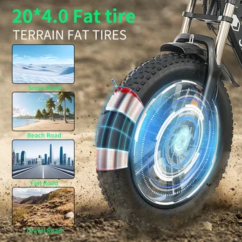 [750W Snow-Proof E-Bike] 48V17.5AH Fat Tire Electric Bicycle for Adults,Shimano 7-Speed 330LBS Load,75Miles 35MPH,Turn Signals 4