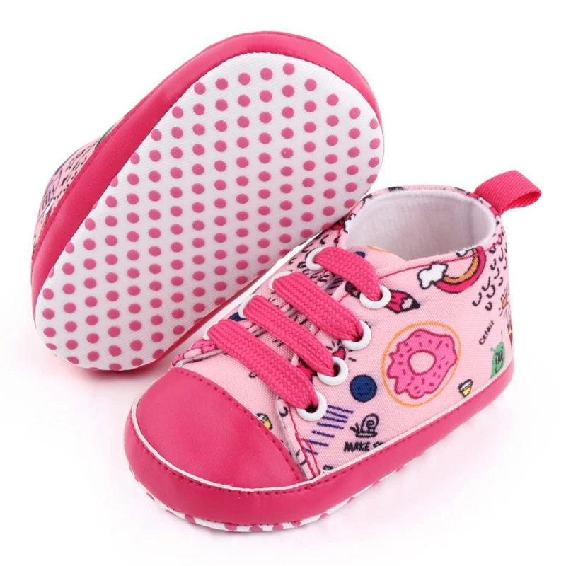 Baby Canvas Sneakers for Boy and Girl 0-18M Full Printed Non-Slip Comfortable First Walkers Classic Infant Casual Shoes