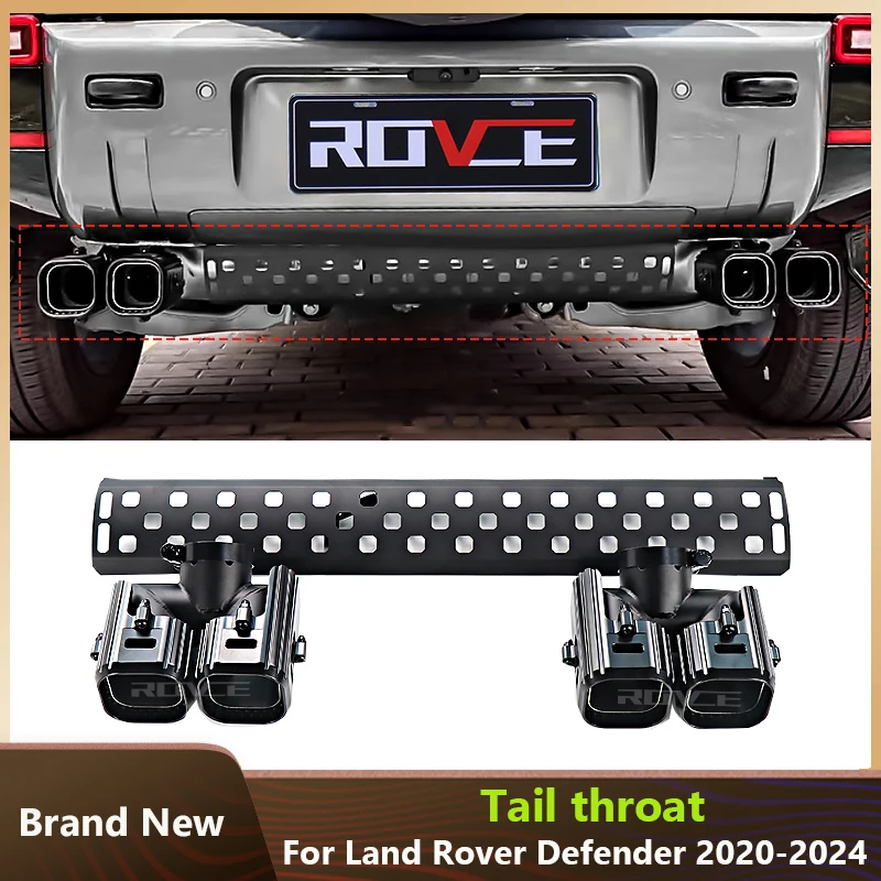 

ROVCE Car Muffler Pipe Exhaust Tip Rear Air Vent Outlet Tailpipe with Guard Plate Cover For Land Rover Defender 90 110 2020-2024