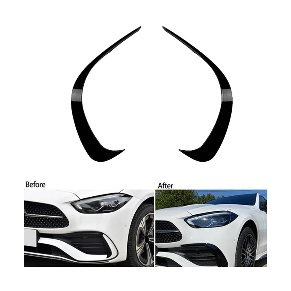 

For Mercedes C-Class W206 2022+ C200 C260 C300 AMG Front Bumper Spoiler Air Knife Lower Grille Fog Lamp Cover Trim