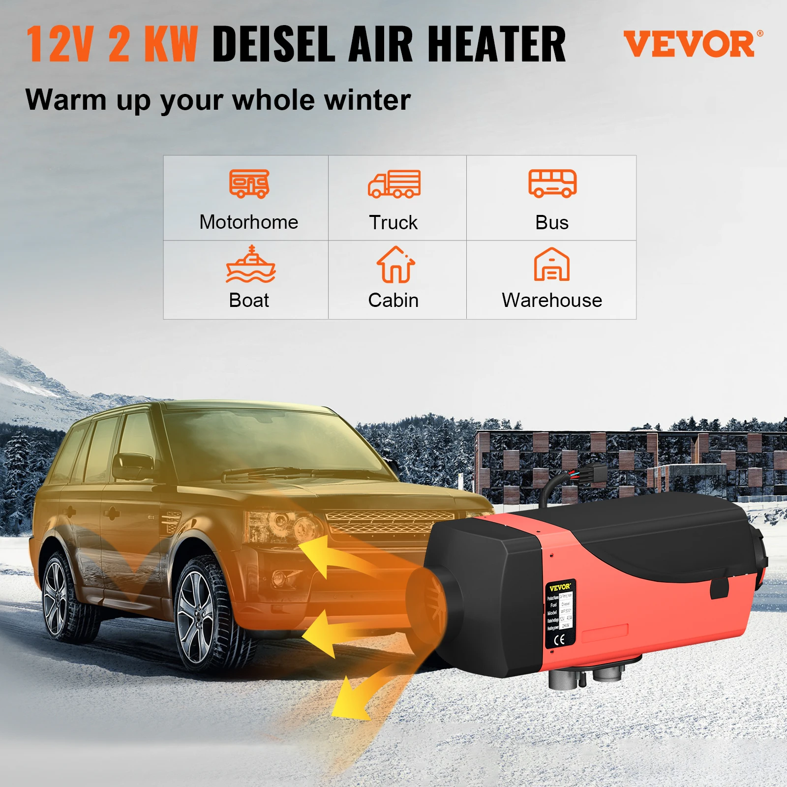 VEVOR 2KW Standheizung Diesel, 12V Diesel Lufterhitzer, 10 L Tank Diesel  Luftheizung, -40 ? - +20 ? Arbeitstemperatur Air Diesel Heizung mit LCD  Bildschirm, Air Heater Heizung mit Schalldämpfer - AliExpress