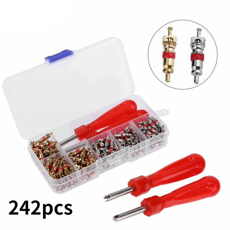 40 Pezzi Kit Nucleo Valvola Aria Condizionata Auto Con Strumento Di Smontaggio - Valvole Schrader In Metallo E Rame Per R12 R134a