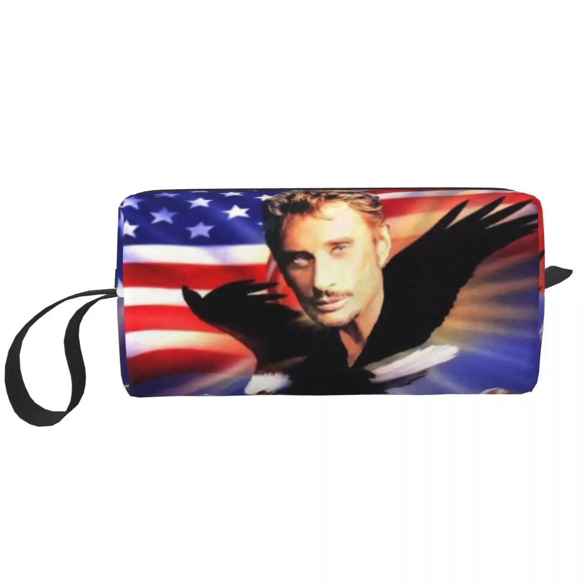 

Дорожная косметичка на заказ с изображением Джонни Хелли и орла, Женский органайзер для туалетных принадлежностей французского скала, женский косметический набор для хранения