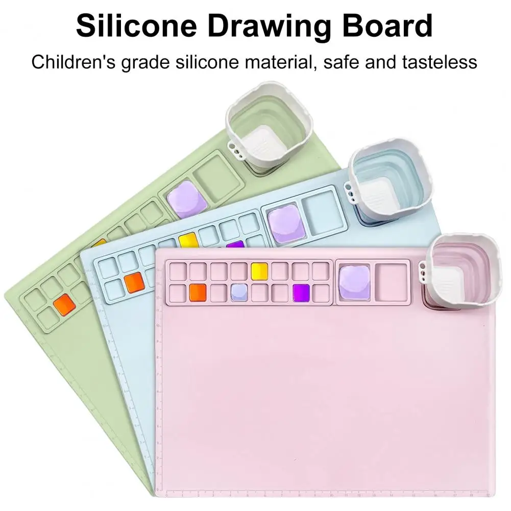Silicone Painting Pad Graffiti Painting Pad Silicone Painting Mat with Cup Efficient Mixing Palette Drawing Pad for Kids Artists for Craft Minds