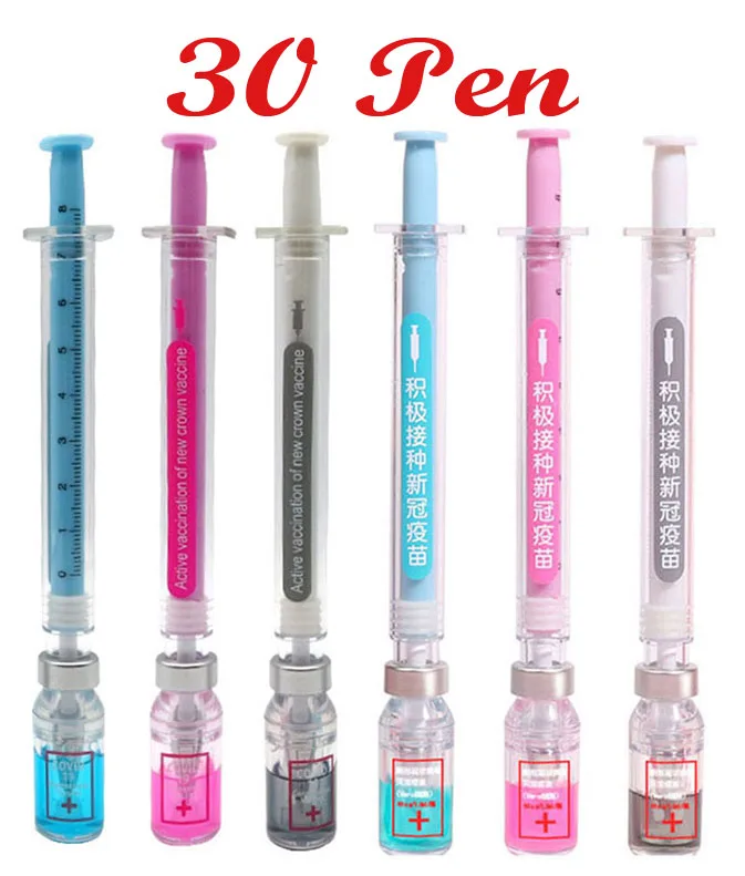 30Pcs Syringe Pens Creative-Fun Pen Novelty Medical Ballpoint Pens Gift for Nurses,Nurse Doctor Pretend Play Party Supplies