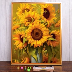 Sunflower Print Cross - Stitch Embroidery Kit - DIY Needlework Set - 80x100cm (HMA121966)
