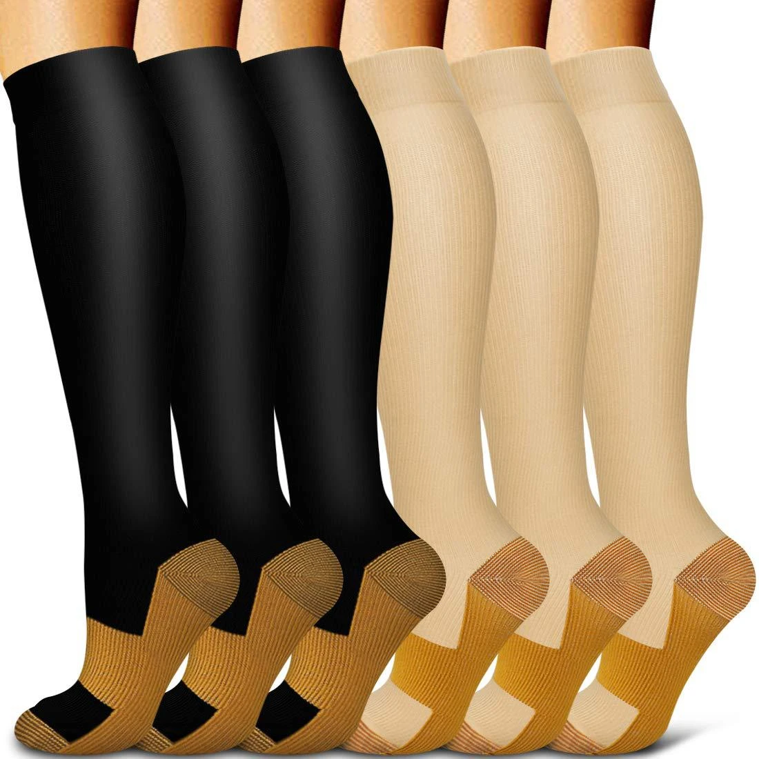 Air Travel Cycling Long Compression Socks Best for Running Copper Ion