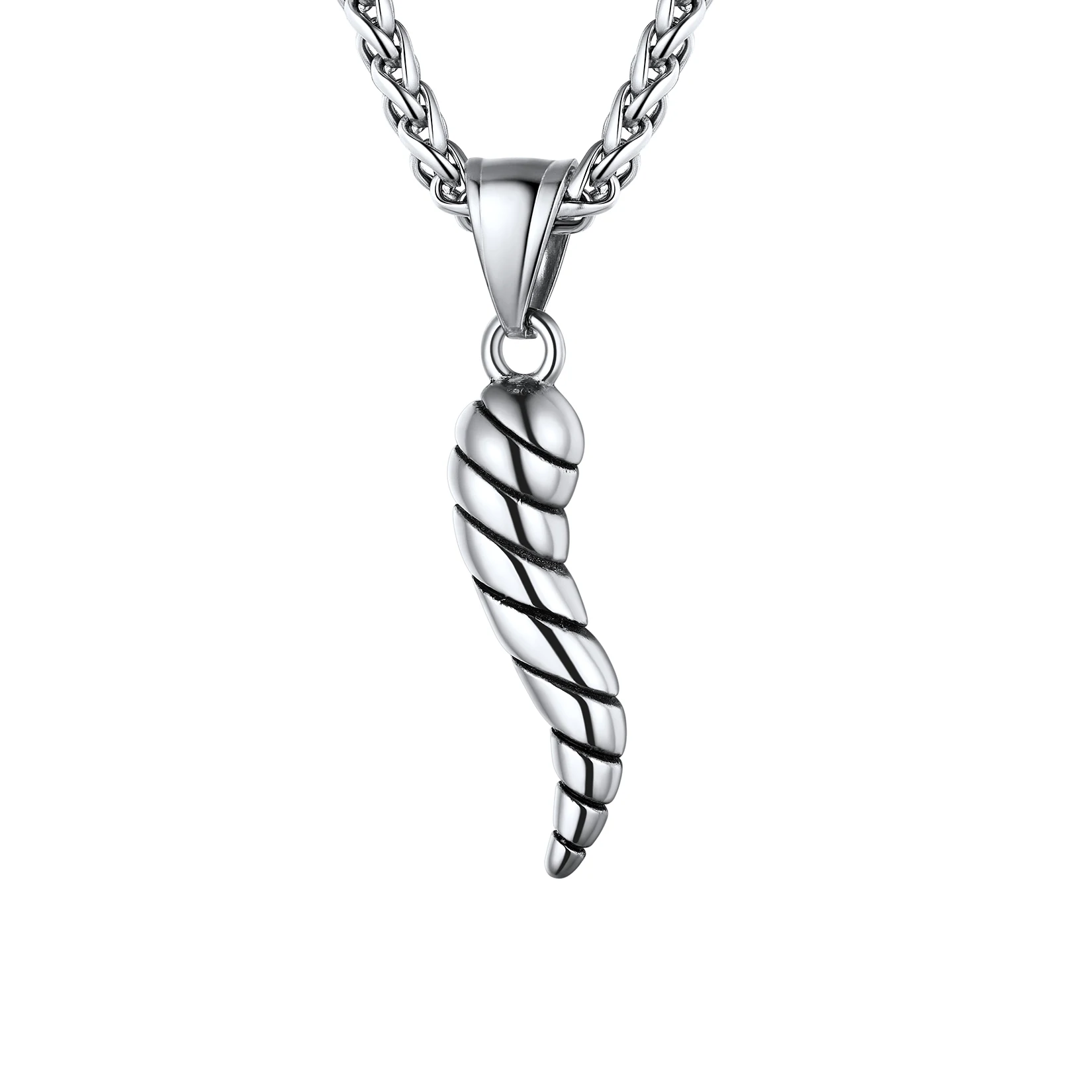 Solid 925 Sterling Silver Italian Horn Pendant (Cornicello) - 40mm Luck Charm For Men & Women