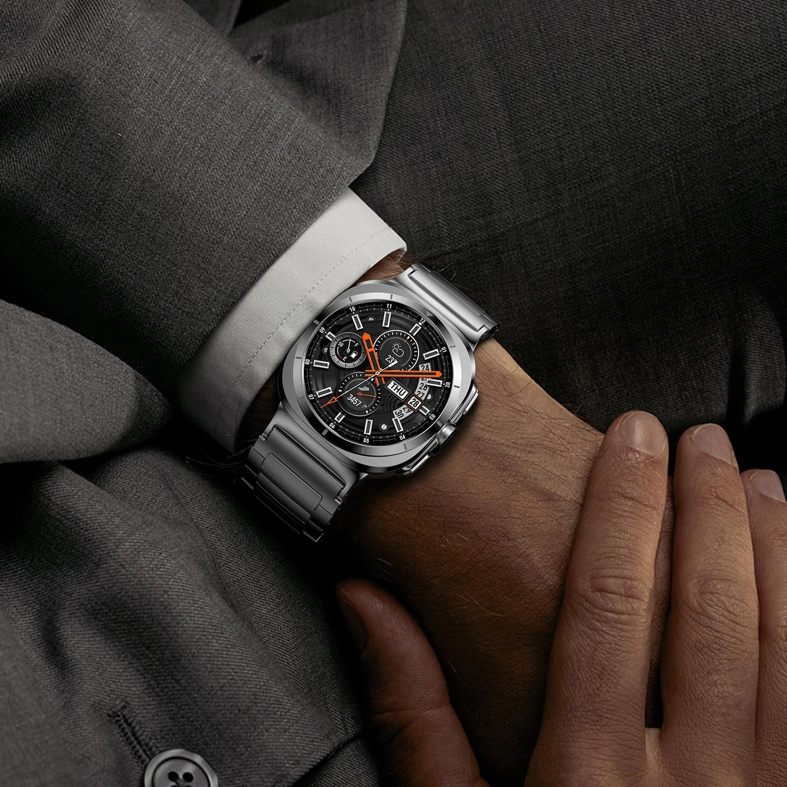 حزام معدني فاخر لساعة سامسونج جالاكسي الترا 47 ملم...