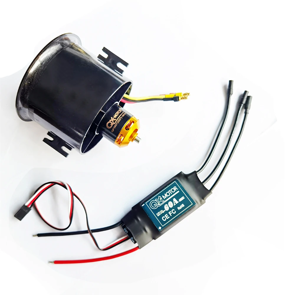 QX-MOTOR 70mm EDF 12 blades Ducted Fan w/ Brushless motor 1800kv 2600kv and 60A/80A ESC for FMS RC Airplane Engine Power System 5