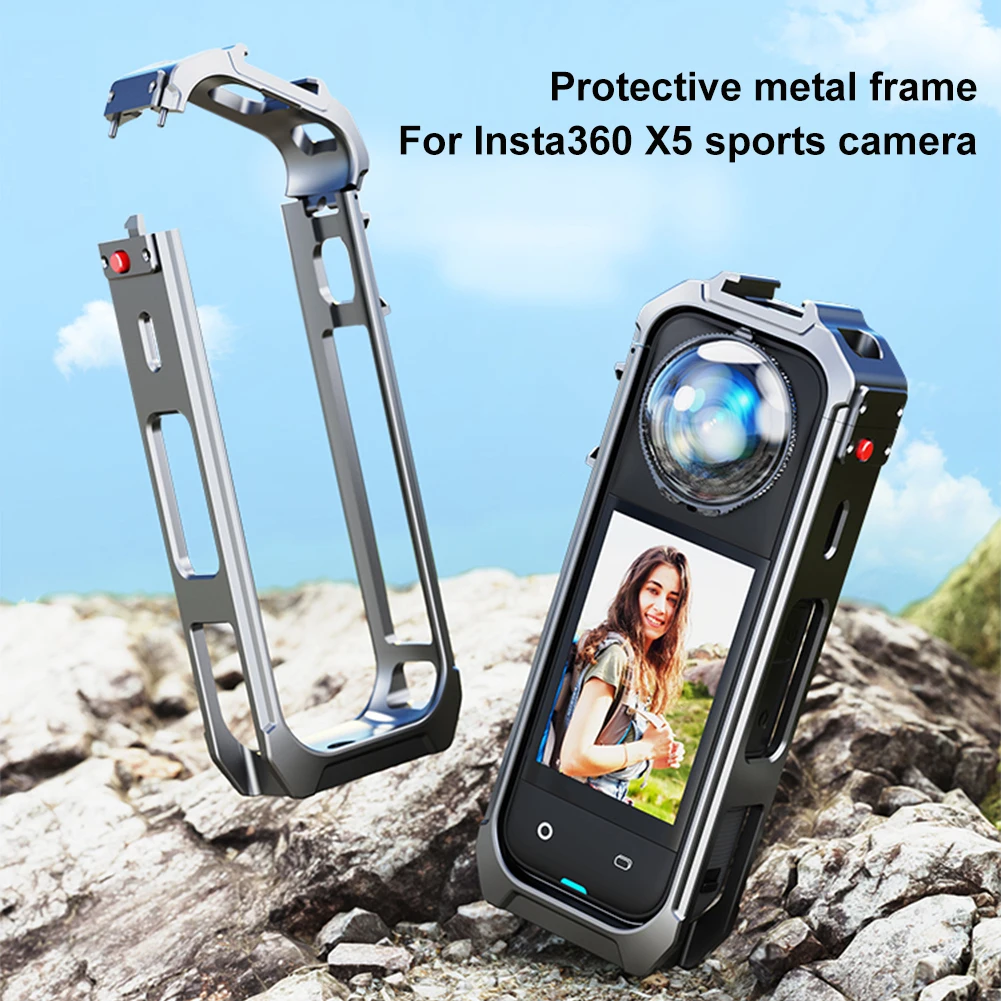 Aluminum Alloy/PC Protective Frame Case for Insta360 X5 Action Camera Magnetic Quick Release Expansion Bracket for Insta 360 X5