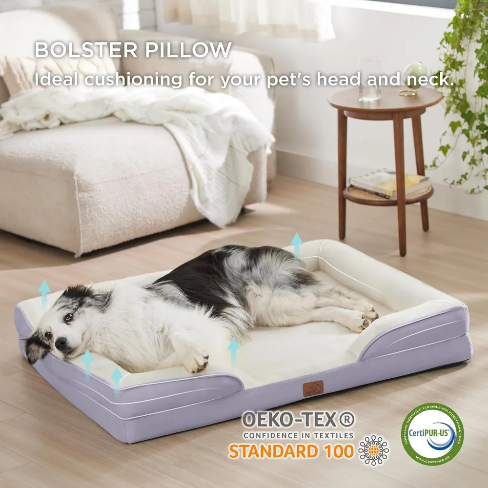 

Orthopedic Dog Bed for Extra Large Dogs XL Washable Sofa Beds Large, Waterproof Lining and Nonskid Bottom,Lavender,42"Kennelc