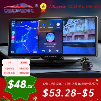 자동차 미러 비디오 녹화 카플레이 및 안드로이드 자동 무선 연결, 5G 와이파이 GPS 내비게이션 대시보드 DVRs, K2 대시 캠, 4K 2160P