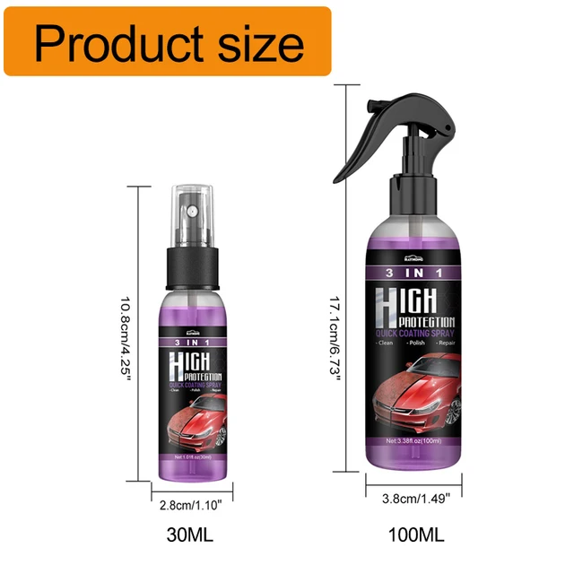 High Protection 3-in-1 Spray, 3-in-1 High Protection Fast Car Coating Spray,  Car Coating Spray 3 in 1, Car Nano Coating Spray, Car Nano Scratch Spray  (2Pcs) : : Gewerbe, Industrie & Wissenschaft