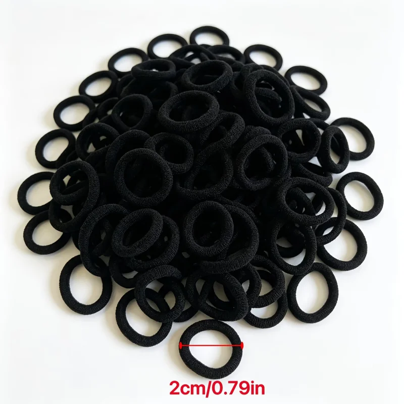 50-Pack Durable Black Hair Ties - High Elastic, Dirt Resistant, Everyday Ponytail Holders