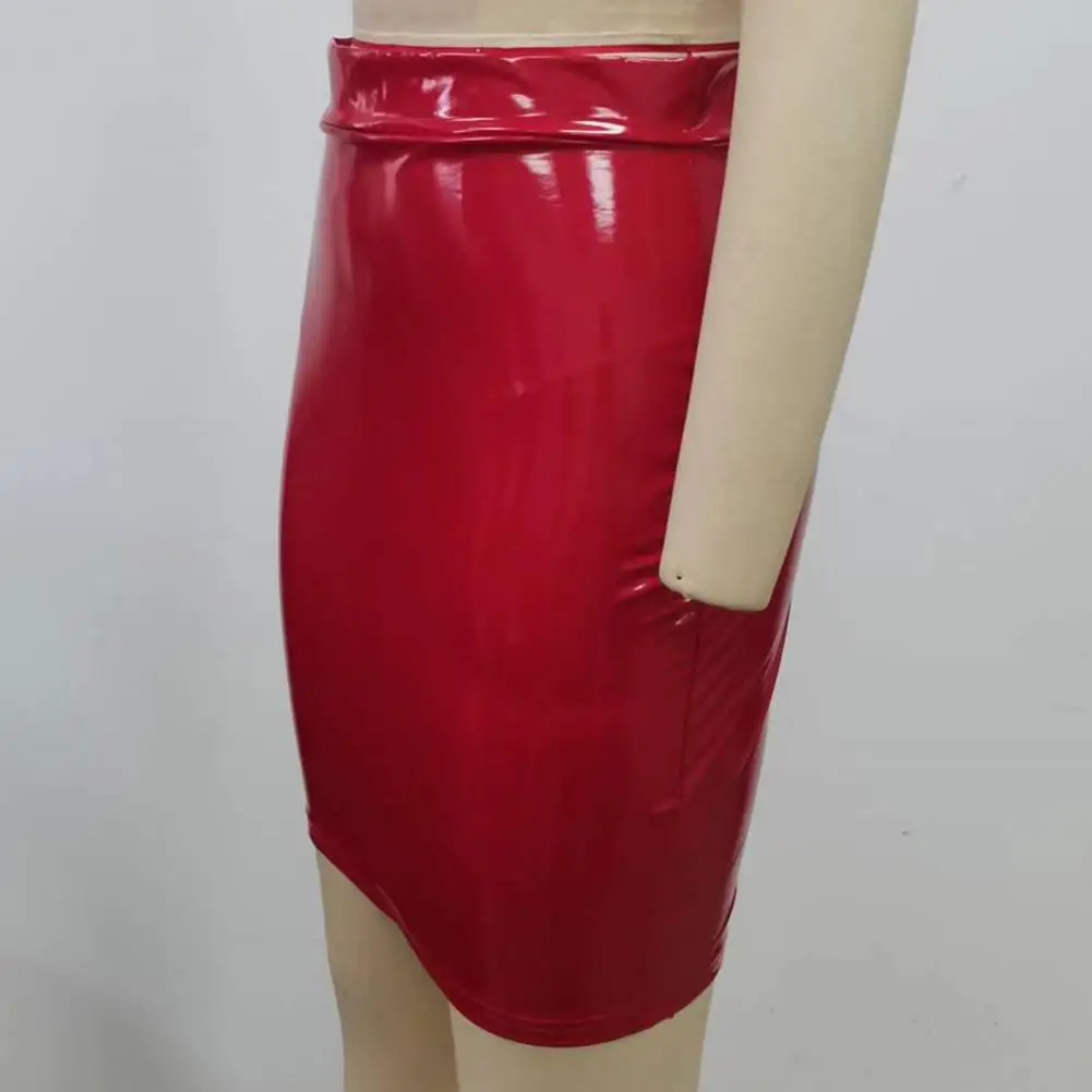 

Knee Length Women Skirt Stylish Women's Faux Leather Club Skirt High Waist Slim Fit Knee Length for Parties Dating Women High