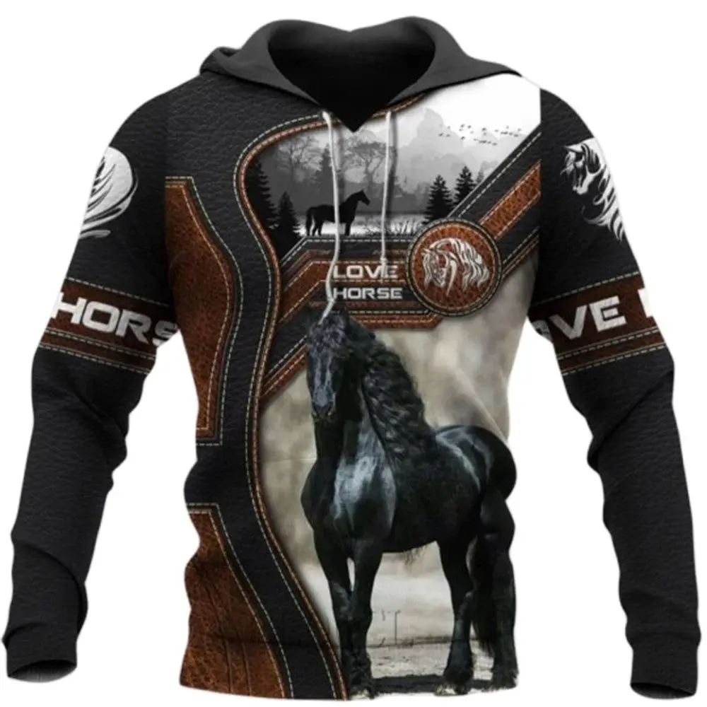 Horse Animal Fashion Pullovers Men's Hoodie For Men Sweatshirt 3D Print Spring Autumn Street Gym Tracksuit Hoody Hiphop Mantle