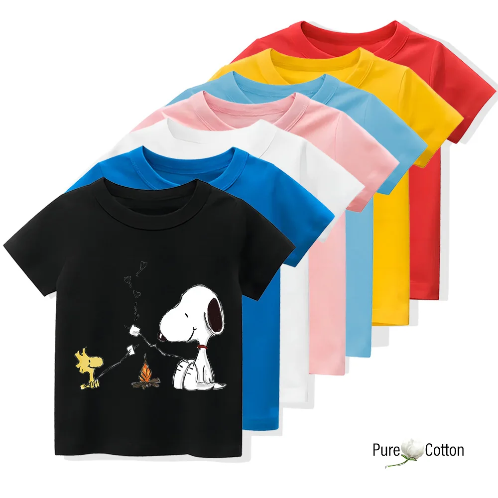 Vitality small fresh top Pure cotton fabric Snoopy cartoon comfortable soft children's top shirt pattern all match and fashion c 3