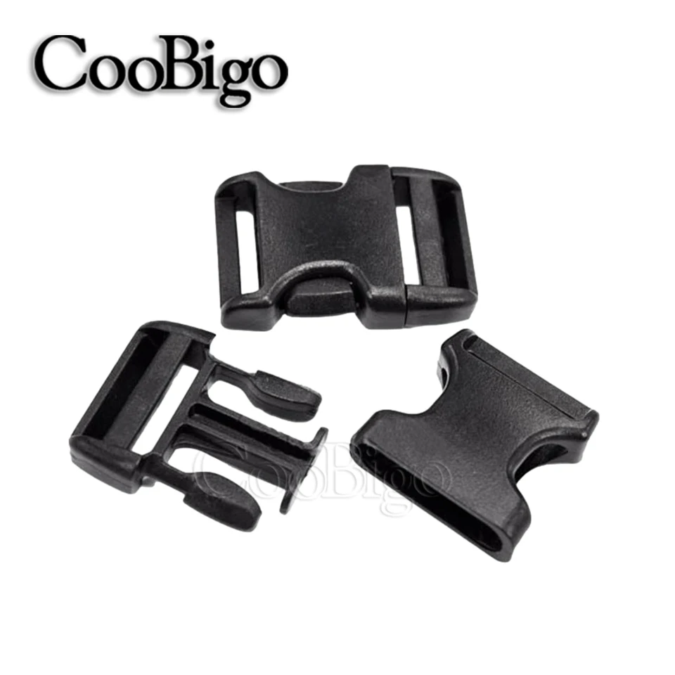 Lot De 50 Boucles En Plastique Noires 15 Mm - Réglables, à Encliquetage Latéral, Pour Paracord, Sacs, Colliers
