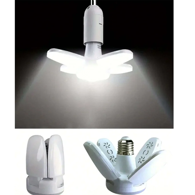 1PC 28W Foldable LED Bulb E27 Fan Blade LED Lamp AC 220V Lampada Spotlight For Home Ceiling Panel Room Garage Lighting LT098