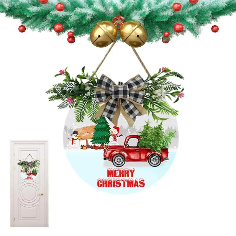

Счастливого Рождества, Искусственный деревянный Рождественский венок, дверная вешалка, Рождество, Новый Год, внутреннее и наружное украшение для дома